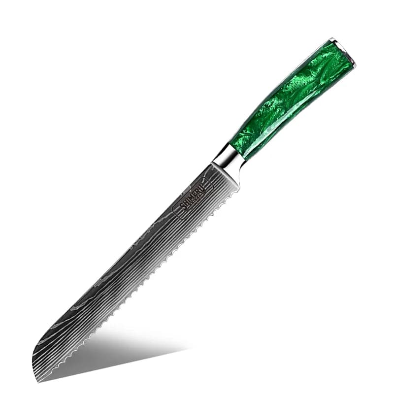 Kitakami 北上川 Damascus Pattern Stainless Steel Kitchen 8 Knife Set