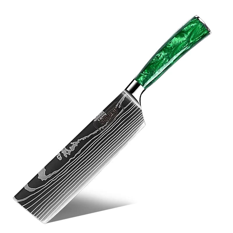 Kitakami 北上川 Damascus Pattern Stainless Steel Kitchen 8 Knife Set