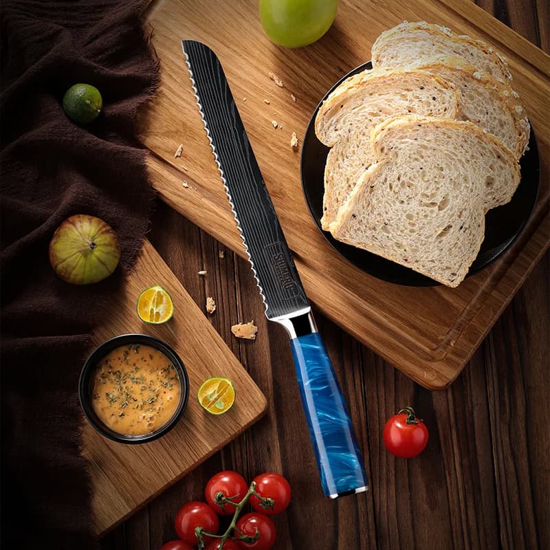 Shinano  信濃川 Damascus Pattern Stainless Steel Kitchen 8 Knife Set