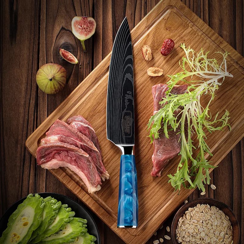 Shinano  信濃川 Damascus Pattern Stainless Steel Kitchen 8 Knife Set