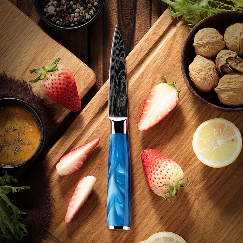 Shinano  信濃川 Damascus Pattern Stainless Steel Kitchen 8 Knife Set