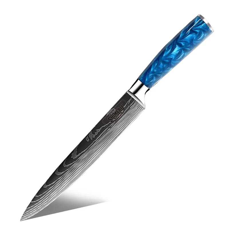 Shinano  信濃川 Damascus Pattern Stainless Steel Kitchen 8 Knife Set