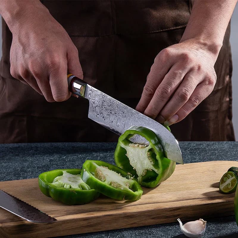 Hikari 光 7" Damacus Steel Professional Santoku Knife 三徳包丁