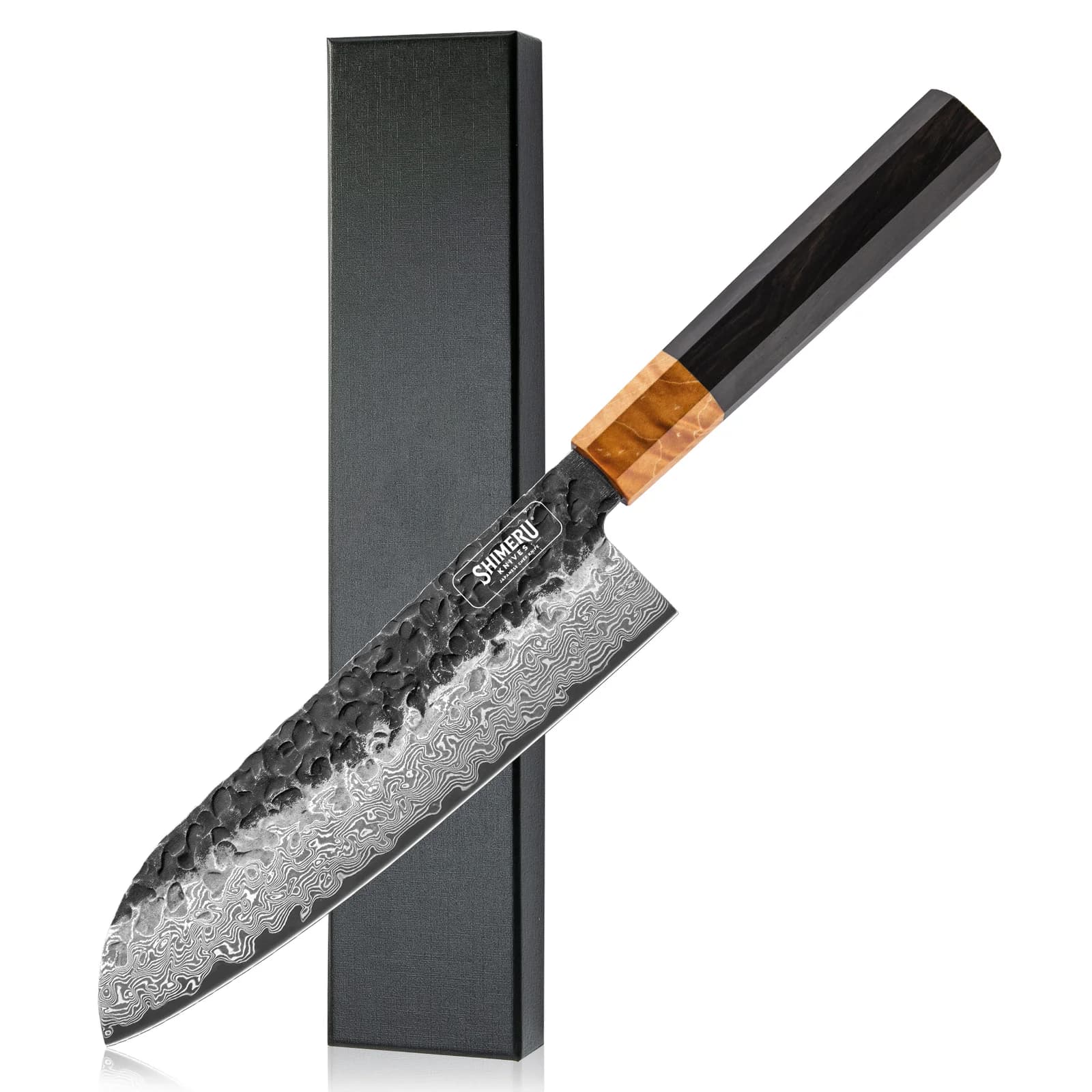 Dark Grain 7" Damascus Steel Santoku Knife 三徳包丁