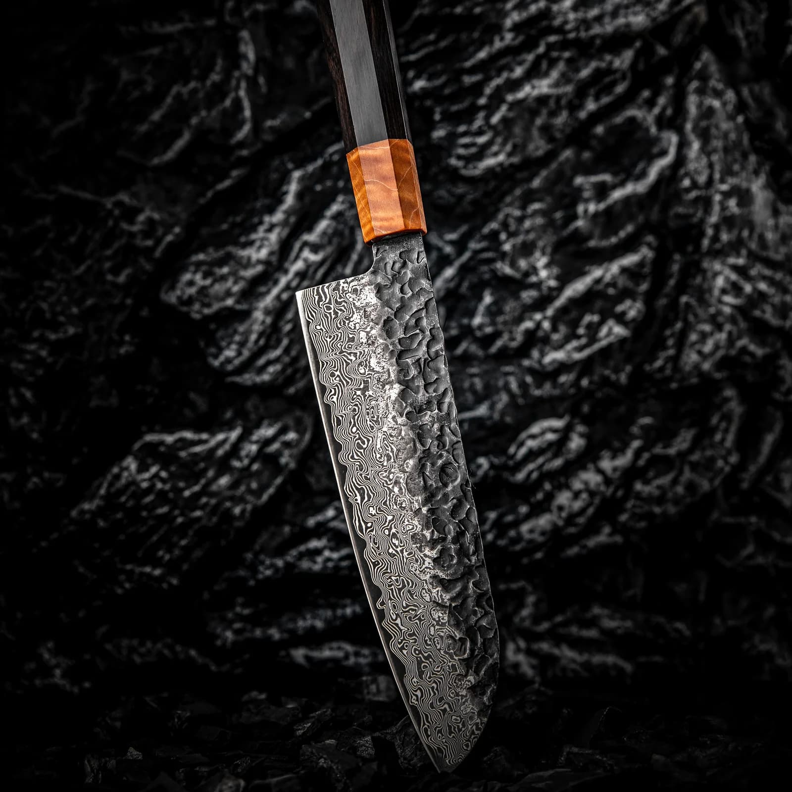 Dark Grain 7" Damascus Steel Santoku Knife 三徳包丁