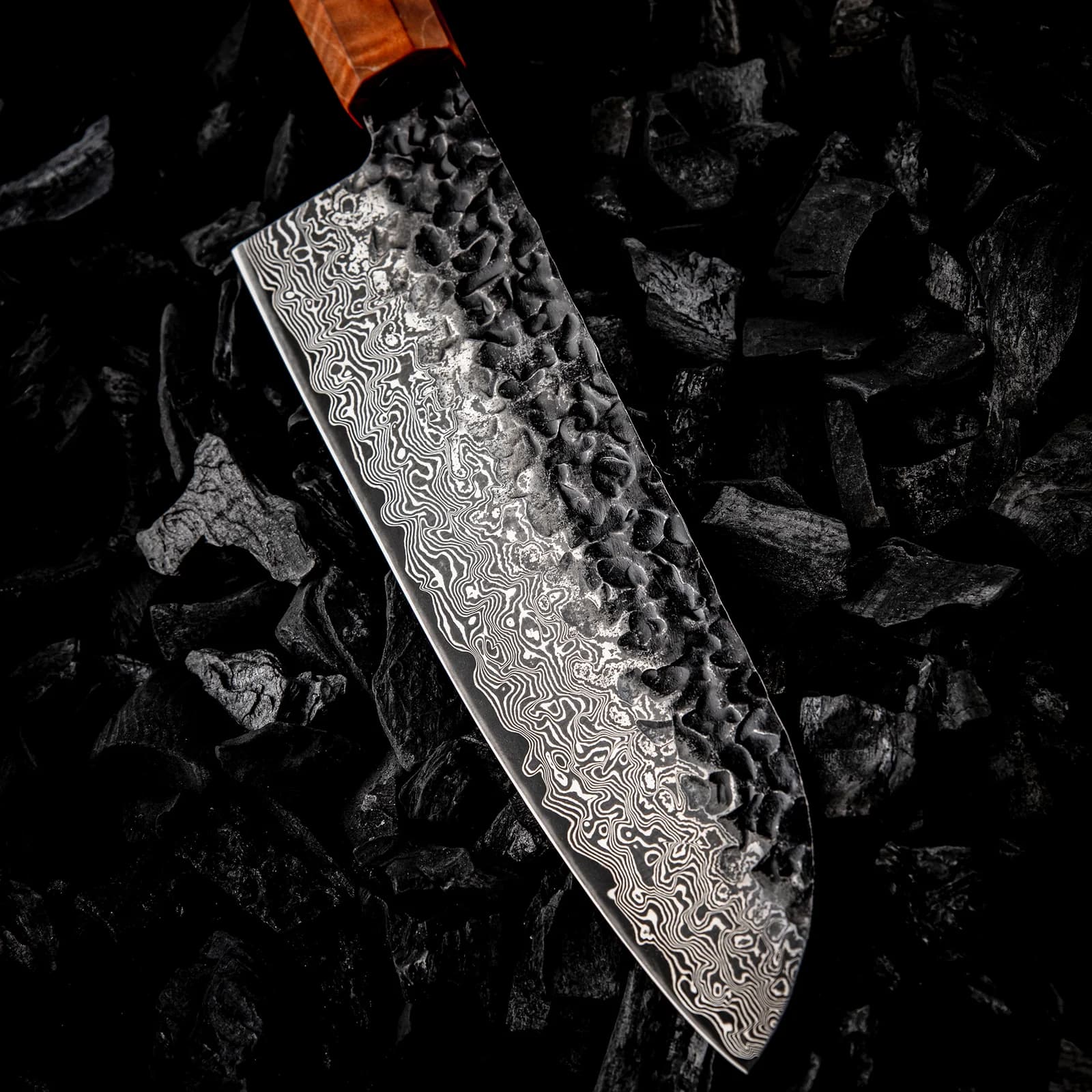 Dark Grain 7" Damascus Steel Santoku Knife 三徳包丁