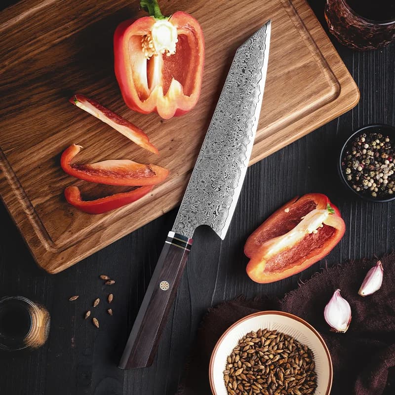 Hikari 8" Damascus Steel Kiritsuke Knife 切り付け包丁