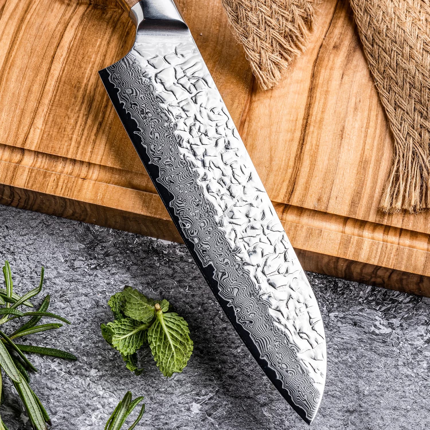 Shikoku 7" Damascus Steel Kengata Santoku 三徳包丁
