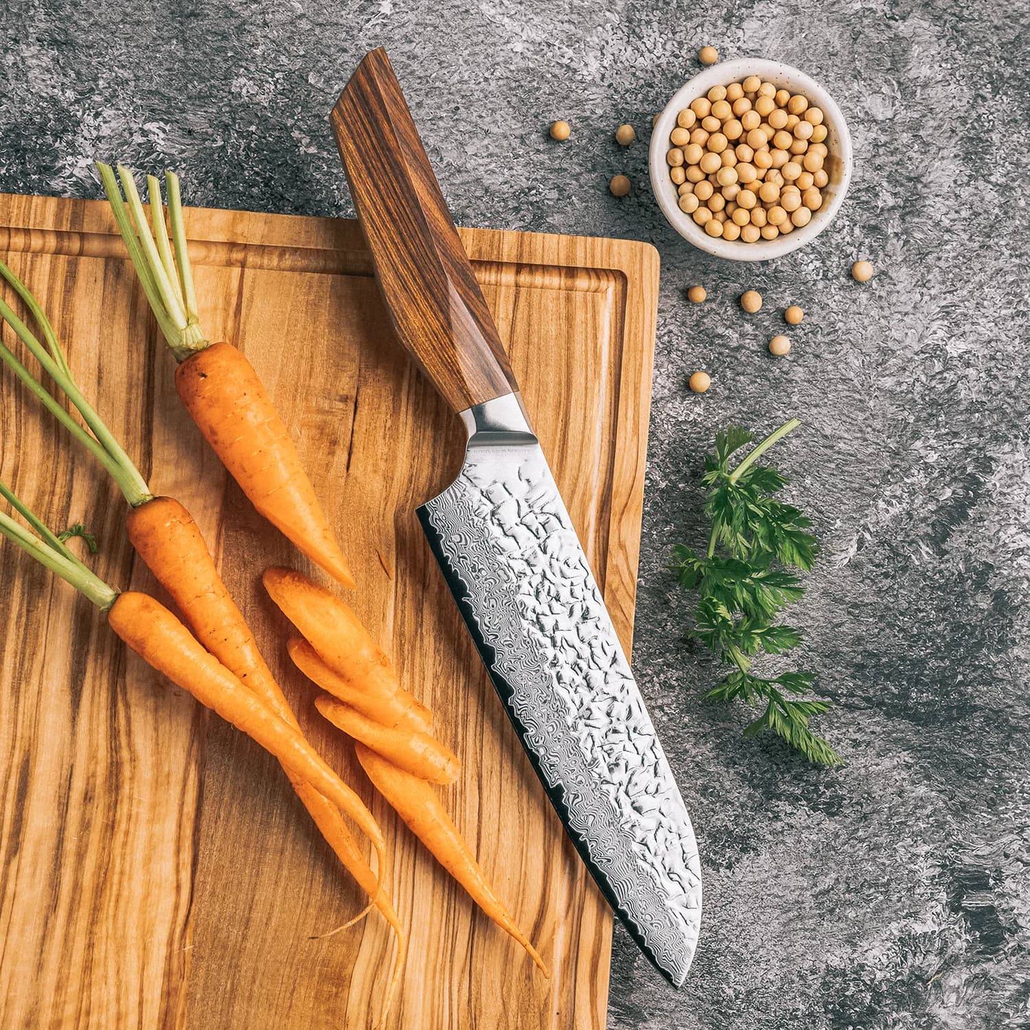 Shikoku 7" Damascus Steel Kengata Santoku 三徳包丁