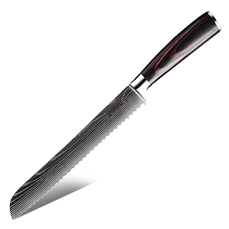 Asahi 朝日川 Damascus Pattern Stainless Steel Kitchen 8 Knife Set