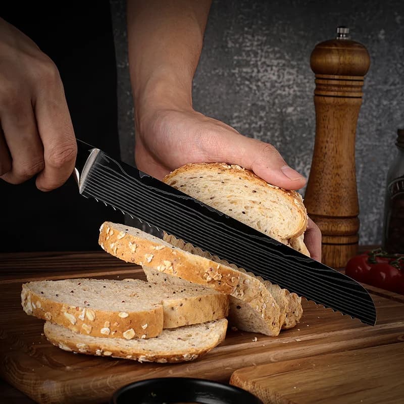 Asahi 朝日川 Damascus Pattern Stainless Steel Kitchen 8 Knife Set