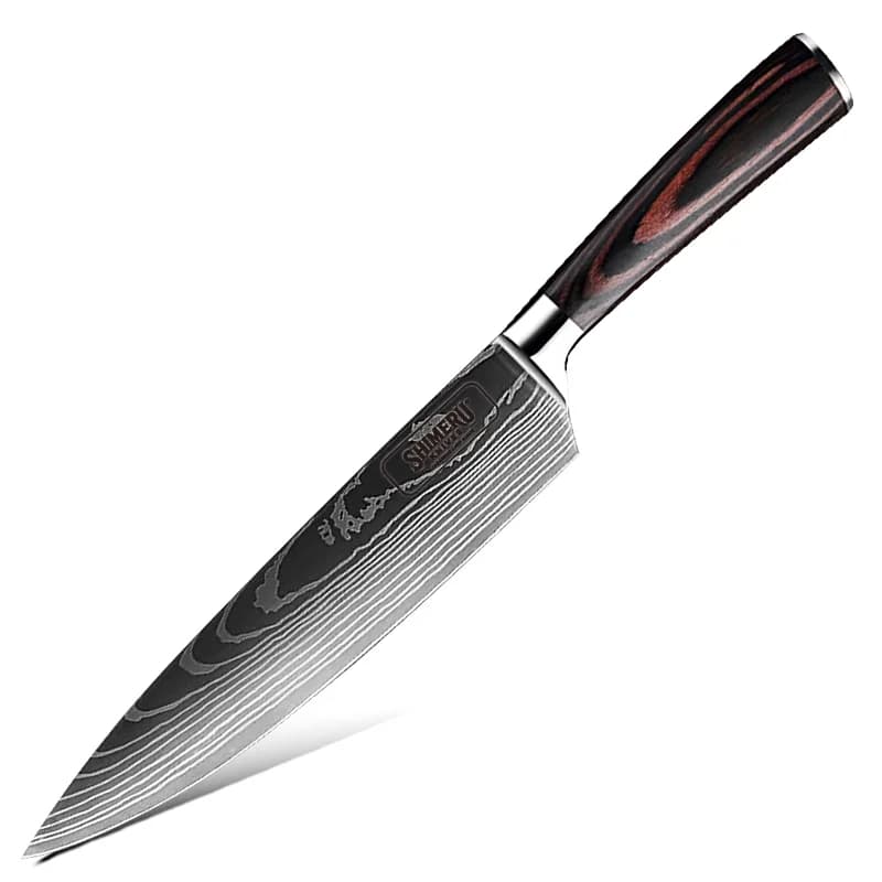Asahi 朝日川 Damascus Pattern Stainless Steel Kitchen 8 Knife Set