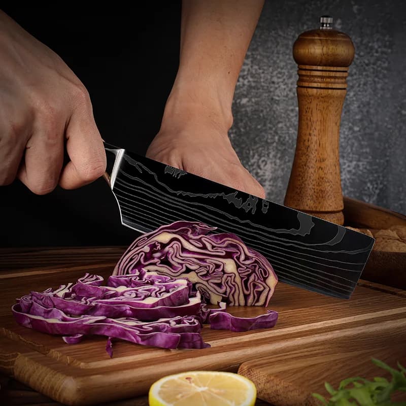 Asahi 朝日川 Damascus Pattern Stainless Steel Kitchen 8 Knife Set