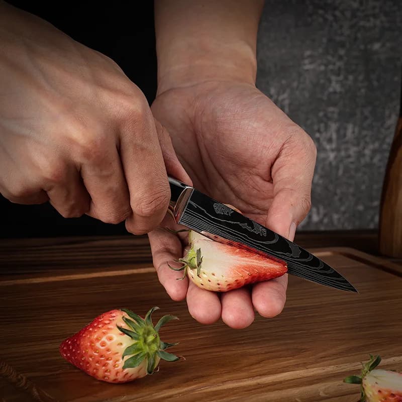 Asahi 朝日川 Damascus Pattern Stainless Steel Kitchen 8 Knife Set