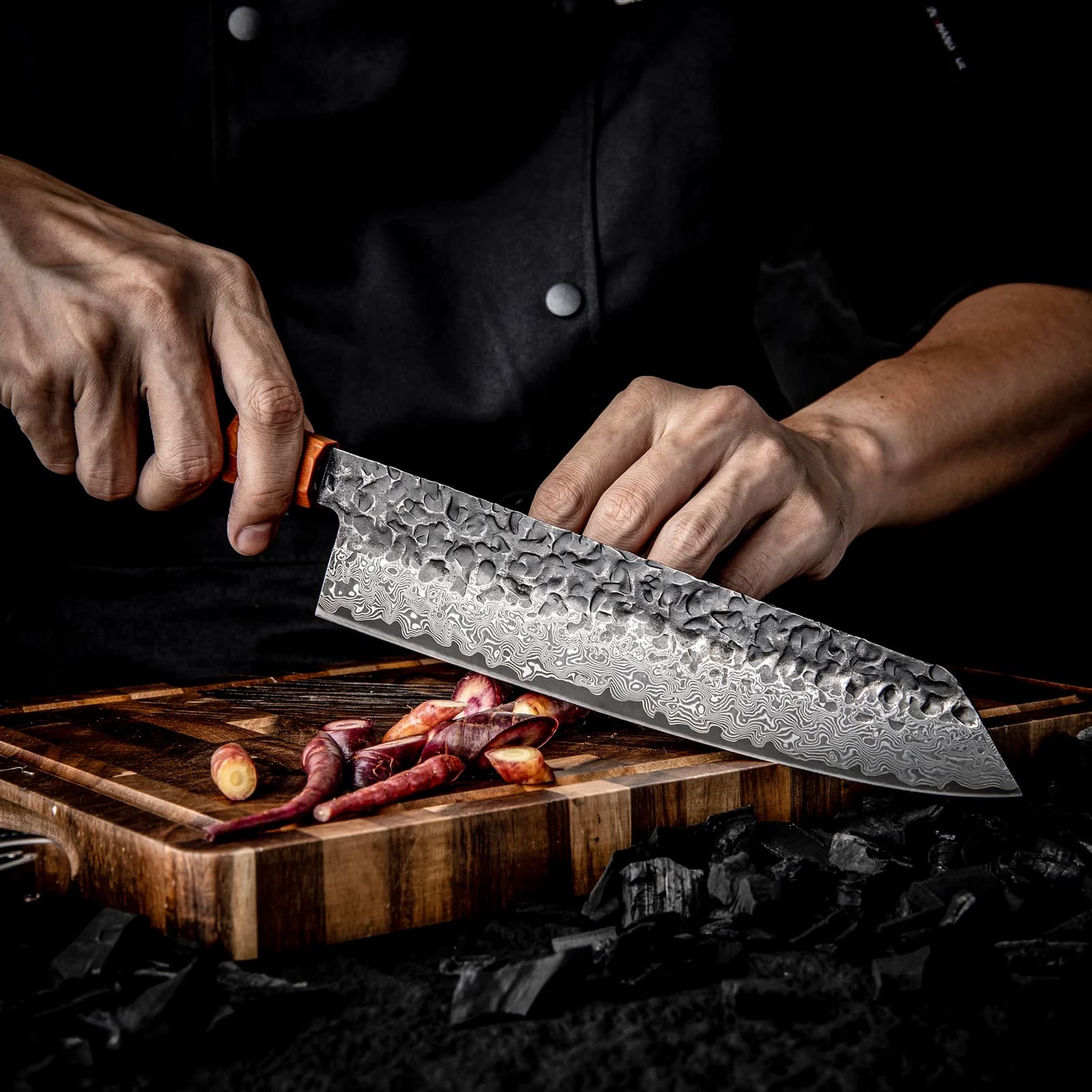 Dark Grain 9.5" Damascus Steel Kiritsuke Knife 切り付け包丁