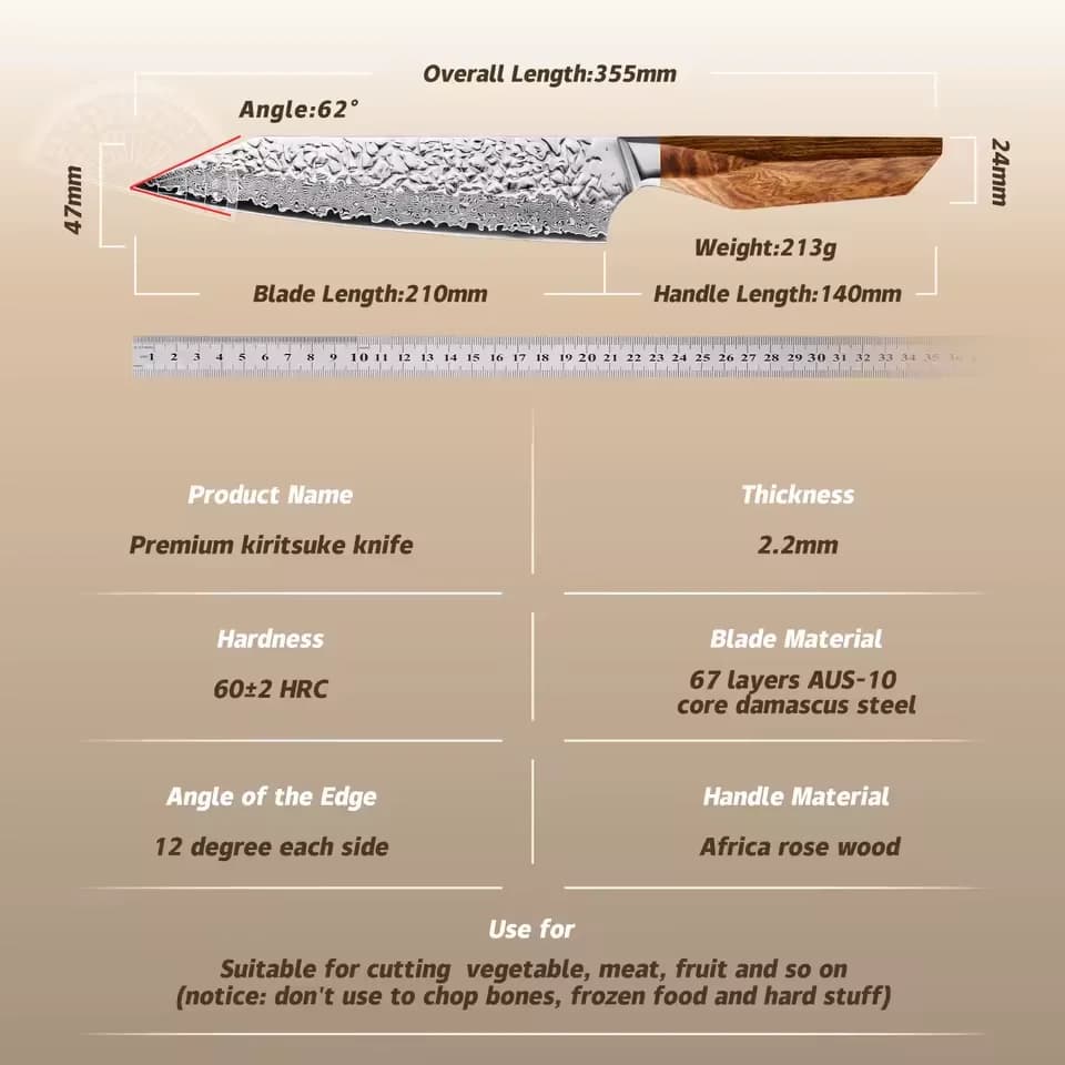 Takumi 8.3" Damascus Steel Kiritsuke Knife 切り付け包丁