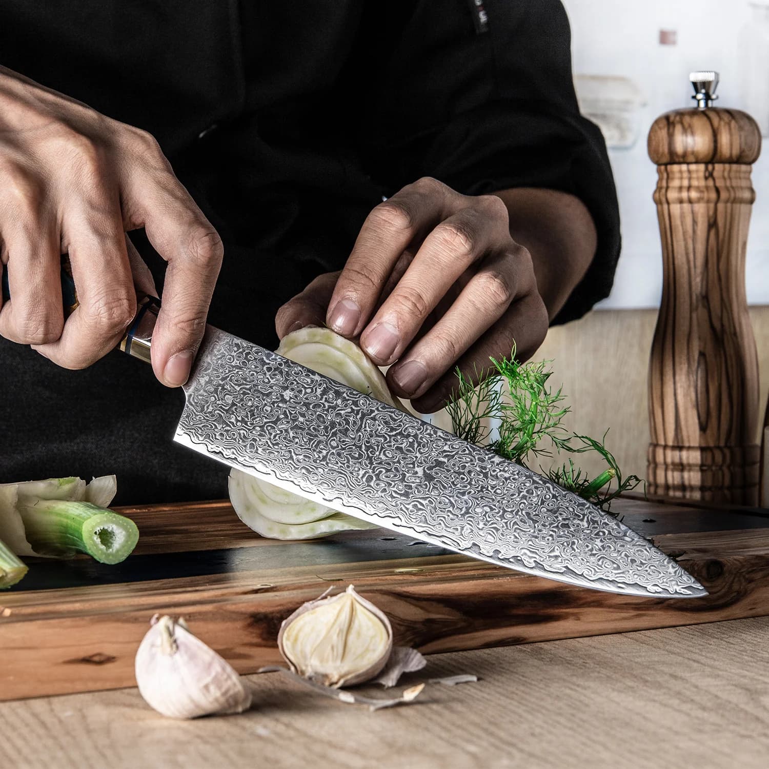 Asahi 旭川 8" Damascus Steel Gyuto Knife 牛刀